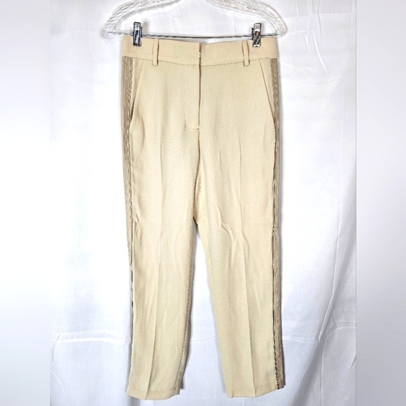 Atm Anthony Thomas Melillo size 2 satinc stripe khaki trousers NWT - Picture 1 of 6